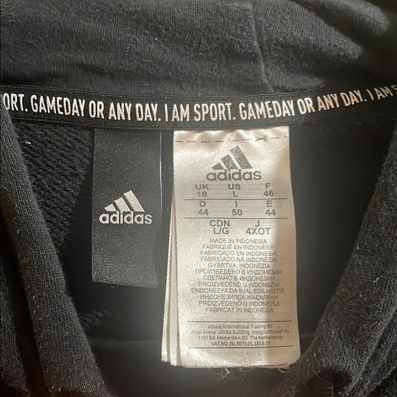 Adidas Black and White Logo Cropped Hoodie - Picture 2 of 3